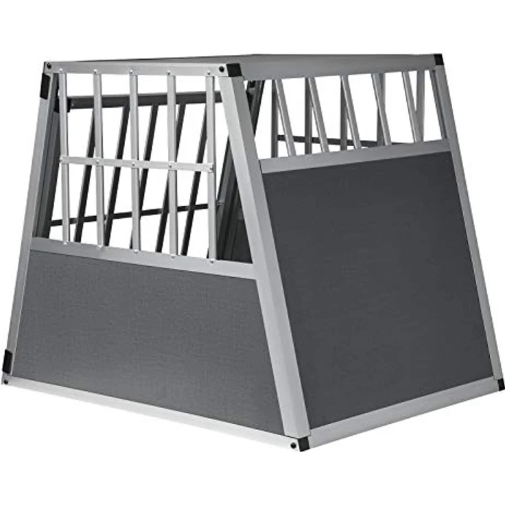 EUGAD Tiertransportbox Hundetransportbox Alu Reisebox Autobox 85x65x69 cm, Silber, mit Sicherheitsverschluss und guter Belüftung – Bild 4