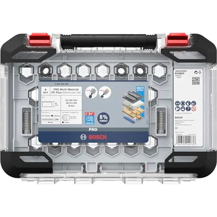 Bosch 9x PRO Multi Material Power Change Plus Lochsäge-Set – Transparentes Etui, für Weichholz, Trockenbauwand, Ø 22, 29, 35, 44, 51, 65 mm – Bild 3