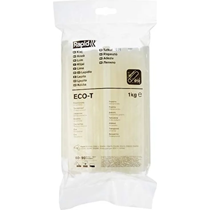 Rapid Heißklebesticks ECO-T, 1kg Klebesticks 190mm Länge, Heißkleber Universal Transparent, für Heißklebepistole 11mm, 12mm