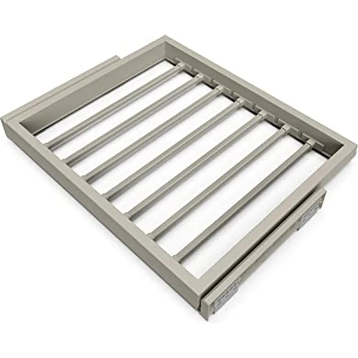 Emuca - Bausatz 7 Hosenstangen und Führungsrahme mit sanft schließenden für Schränkee, Modul 600mm, regulierbare, Steingrau lackiert
