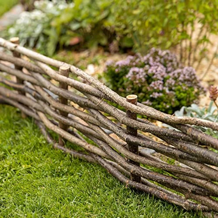 BooGardi Beeteinfassung Holz · in 3 Größen · 20 x 60 cm 5er Set Haselnuss Beeteingrenzung · Steckzaun zur Beetumrandung · Garten Wegabtrennung – Bild 3