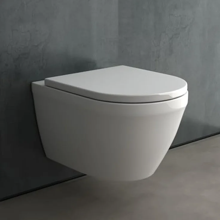 Alpenberger Toilette Spülrandlos | Kloschüssel mit Nano | WC Sitz mit Absenkautomatik | Hänge WC Badezimmer Set | Moderne Gäste WC Toiletten | Tiefspüler Passend Geberit (Almeira 8200 SU) – Bild 2