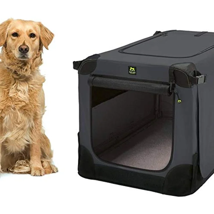 MAELSON Hunde-Transportbox Soft Kennel faltbare Hundebox / Tier Transportbox, strapazierfähiges Nylon, stabiler Stahlrahmen, verschiedene Größen, wasserabweisend, schwarz – Bild 2