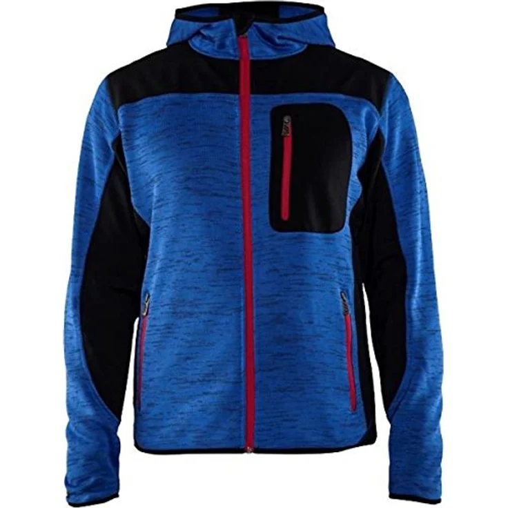 BLAKLÄDER® Herren Strickjacke 4930, Softshell-Einsätze, kornblau/schwarz, Größe S – Bild 2