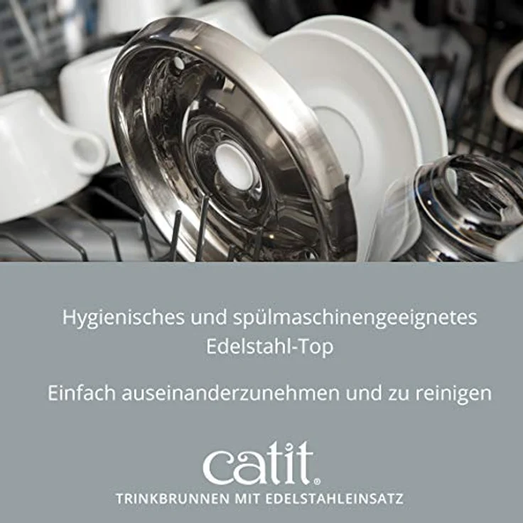 Catit Trinkbrunnen, für Katzen, mit Edelstahleinsatz, 2L, weiß – Bild 5