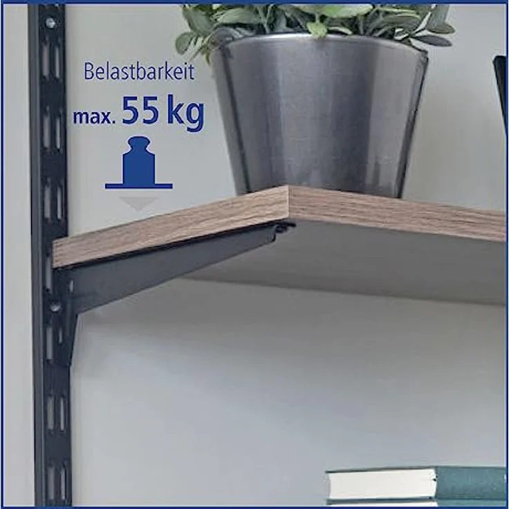 Element System 18133-00045 Winkelträger Regalträger 1-reihig - 2 Stück - 5 Abmessungen - 3 Farben-L = 18 cm-weiß-für Holzböden-Wandschiene – Bild 5