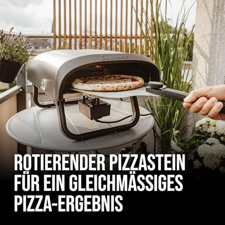 Enders PACO Rotate, Pizzaofen mit rotierendem Cordieritstein (30,5 cm), regelbarem Brenner (4 kW) und integriertem Thermometer, Schwarz – Bild 2