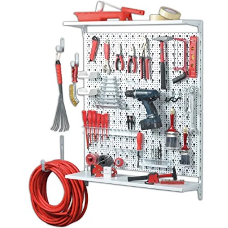 Element System ORGANIZER 3 Werkzeugwand, 72-teilig inklusive Schrauben und Dübel, Lochwand weiß, flexibel einsetzbar und hochbelastbar