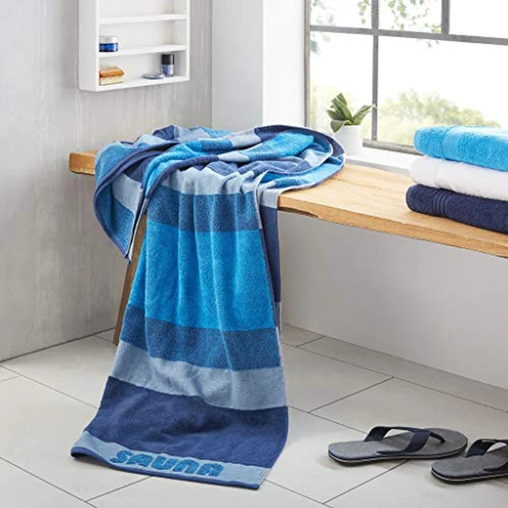 Dyckhoff Saunatuch Sauna Stripe blau Saunatuch 100 x 200 cm – Bild 4