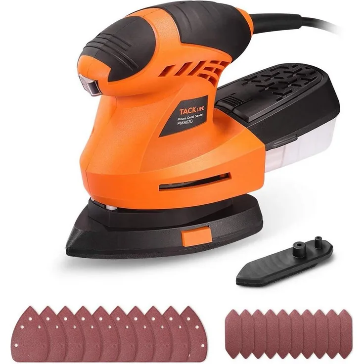 TACKLIFE PMS02B Multischleifer, Mausschleifer 12000RPM mit 20 Schleifpapier, 360° drehbares Schleifpad, staubdichter Schalter - Preisvergleich