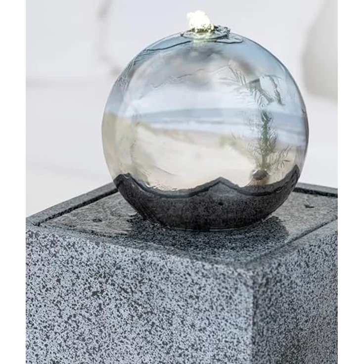 Dehner Gartenbrunnen Kioto mit LED Beleuchtung, ca. 83 x 34 x 34 cm, Edelstahl, grau - Preisvergleich – Bild 6