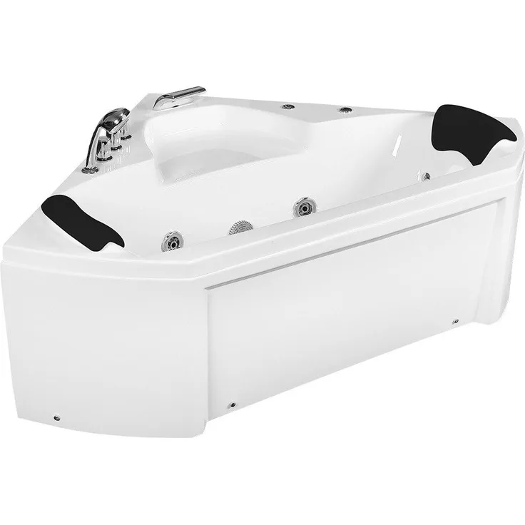 AcquaVapore Whirlpool-Badewanne W02 135x135cm, (1-tlg) mit leistungsstarken Pumpen, Farblichtspot und Nackenkissen, in Schwarz