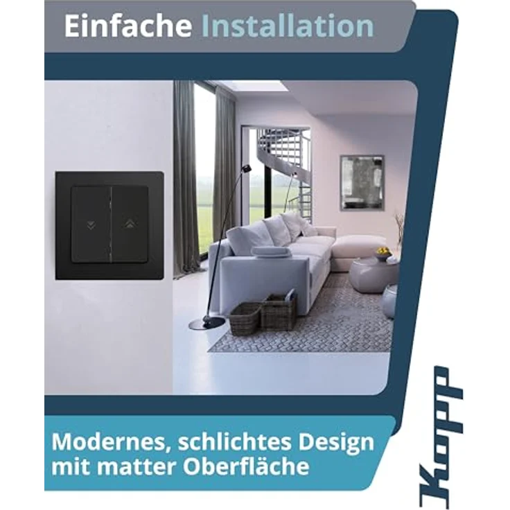 Kopp Abdeckrahmen 651550080, 1-polig Unterputzschalter aus matt schwarzem Kunststoff, IP20 Schutzart – Bild 5