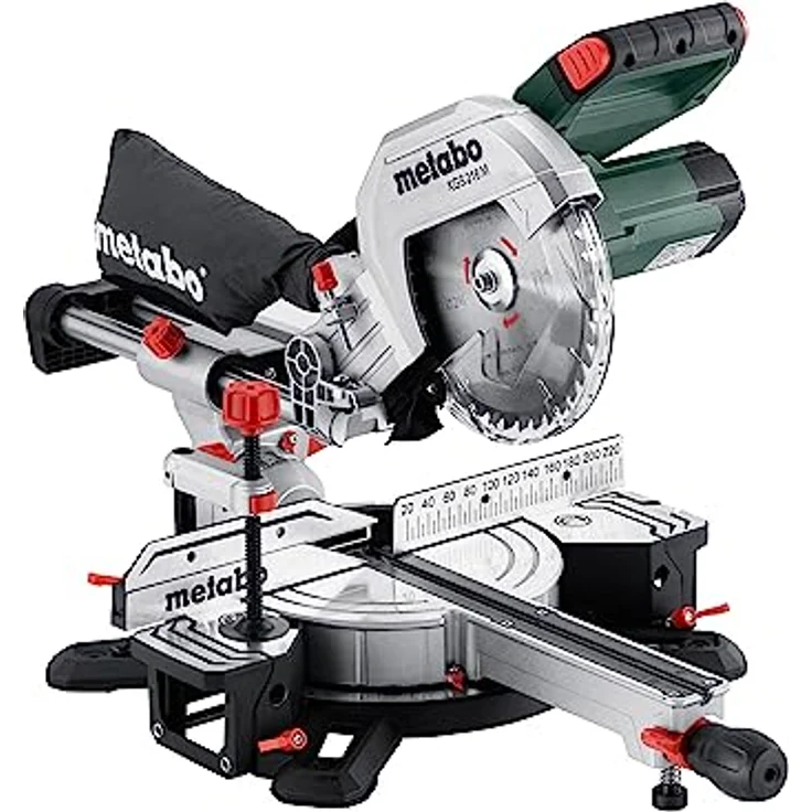 Metabo KGS 216 M Kappsäge (Karton mit Zugfunktion, robuste Bauweise, mit ausziehbarer Tischverbreiterung) 613216000 – Bild 1