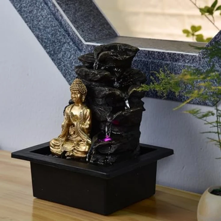 Zen'Light Shira Zimmerbrunnen mit Pumpe und LED-Beleuchtung, Kunstharz, Einheitsgröße – Bild 15