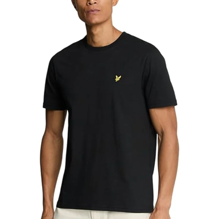 Lyle and Scott Plain T-Shirt Herren, Schwarz, aus weicher Baumwolle mit geripptem Rundhalsausschnitt, Größe L – Bild 1