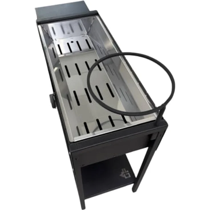 GOROCH Mangal Batyr 80, Schaschlikgrill aus 2mm Stahl mit Ablage und Topfhalter, kombinierbar mit Kazan, 80x33 cm Grillfläche – Bild 4