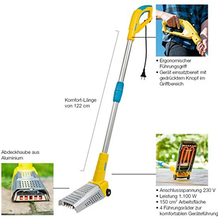 GLORIA Thermoflamm BIO Fix Abflammgerät 800°C Flächenbrenner 230V| Elektrischer Unkrautvernichter, Unkrautbrenner | Einfache & sichere Bedienung | Größere Arbeitsfläche | Für den unkrautfreien Garten und Gehweg (1100W) – Bild 4