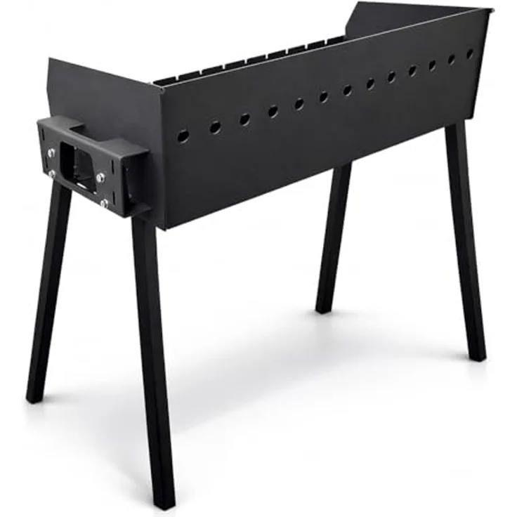 Grillpeter Profi Mangal Altan 70, Stahl 3mm Schaschlikgrill mit Ascheschublade und Windschutz – Bild 2