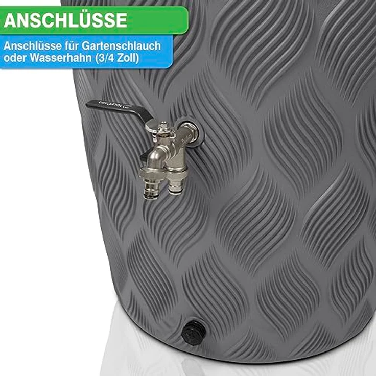 YourCasa Regentonne 240 Liter [Seabreeze], Frostsicher mit Wasserhahn, für Garten (Grau) – Bild 5