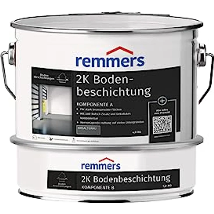 Remmers 2K Bodenbeschichtung, basaltgrau, seidenglänzend, 5 kg, Bodenversiegelung mit hervorragender Haftung für stark beanspruchte Flächen – Bild 1