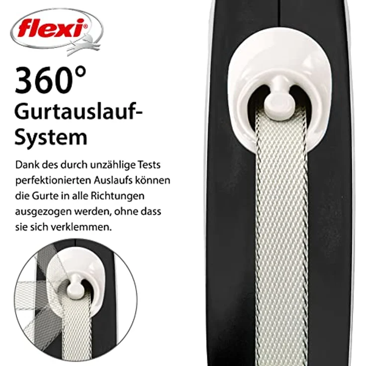 flexi - Rollschnur New Comfort Band - 5 Meter Läng, für Hunden bis 25 kg - Schwarz - 1 Stück – Bild 3