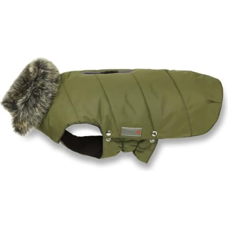 Wolters Cat & Dog Parka mit Fellkragen, Größe:24 cm, Farbe:olive, wasserabweisendes Nylon, warme Polywatte, weiches Polyfleece - Preisvergleich