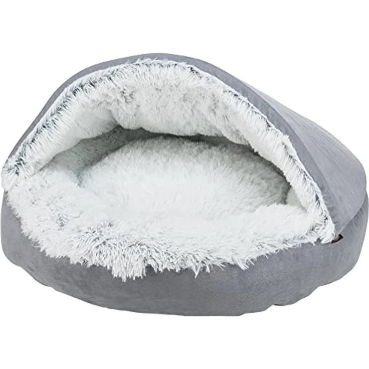 TRIXIE besonders kuscheliges und rutschfestes Höhlenbett für Hunde Harvey, RUND, Ø 70 cm, GRAU/WEIß-SCHWARZ - 38037 – Bild 3