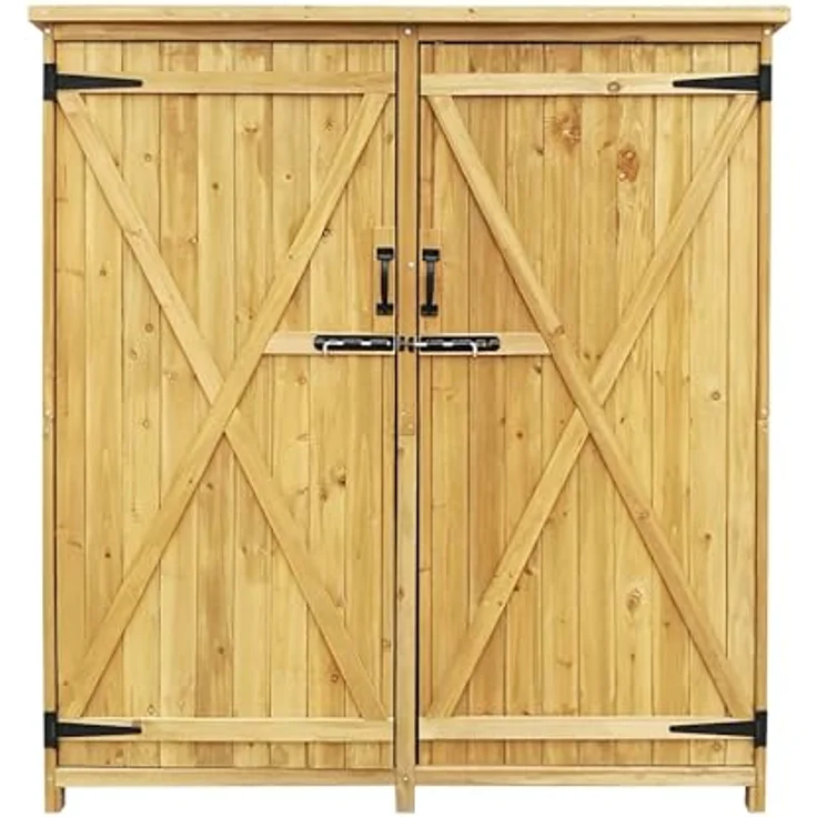 Wiltec Gartenhaus mit 2-flügelige Tür 1350x500x1540mm aus Fichtenholz mit Bitumendach für Garten, Terrasse & Balkon Gerätehaus Geräteschuppen Holzhaus Werkzeugschrank, Clever strukturiert, hochwertiges Fichtenholz, moderne Ästhetik, schnelle Montage, vielseitige Nutzung – Bild 2