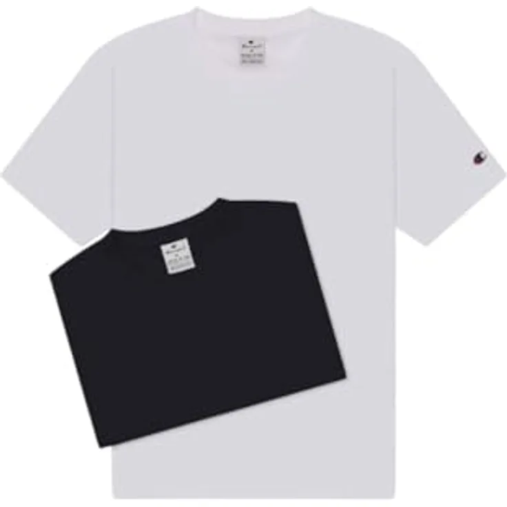 Champion T-Shirt Casual 2er-Pack, Herren, figurbetont, 100% Baumwolle, mehrfarbig, Größe L