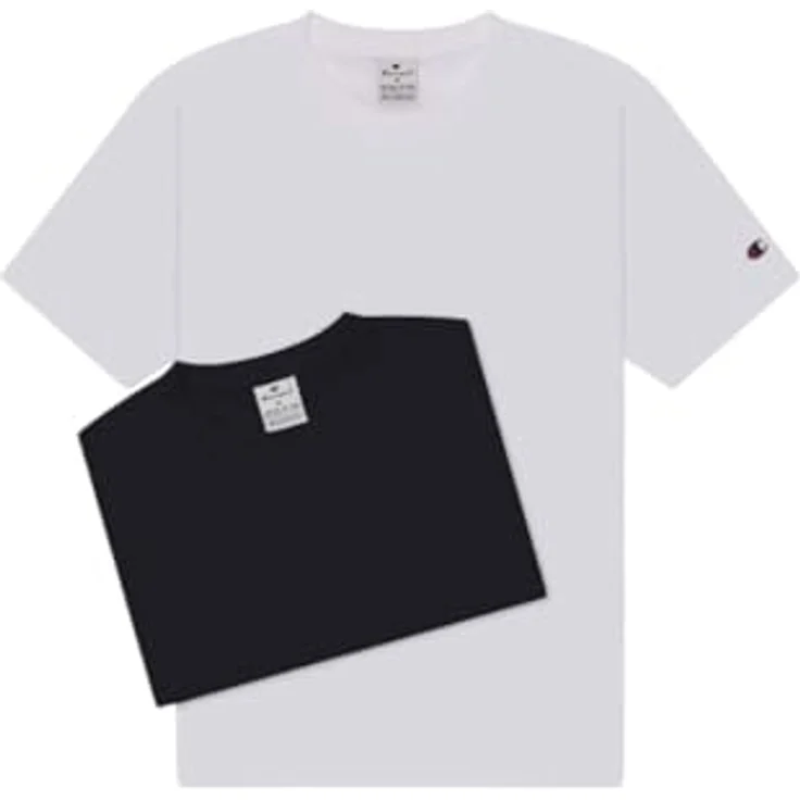 Champion T-Shirt Casual 2er-Pack, Herren, figurbetont, 100% Baumwolle, mehrfarbig, Größe L – Bild 1