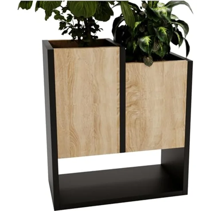 CraftPAK Blumenständer für Innen | Hochwertiger Holzwerkstoff | H50 x L44 x B22,6 cm | Beige