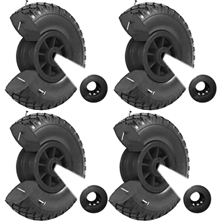 TRUTZHOLM 4X Sackkarrenrad Vollgummi 260x85mm 3.00-4 Ersatzrad Rad Reifen für Sackkarre schwarz