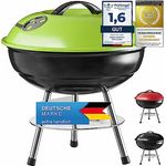 Micro BBQ Kugelgrill kompakter Reise Holzkohle-Grill Tischgrill Edelstahl emailliert 38cm - Grün