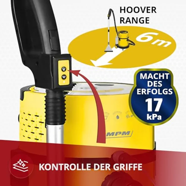 MPM Staubsauger mit Wischfunktion und Blasfunktion - Wasserstaubsauger - Trocken- & Nasssaugen - 20 Liter Wasserbehälter - 1200W (MOD-48) – Bild 4
