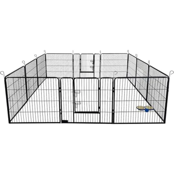 Home Deluxe Welpenauslauf BARKI, 80 x 80 cm, 12-teilig, schwarz, inkl. Türverriegelung und abgerundete Ecken, wetterfestes Design für drinnen und draußen – Bild 5