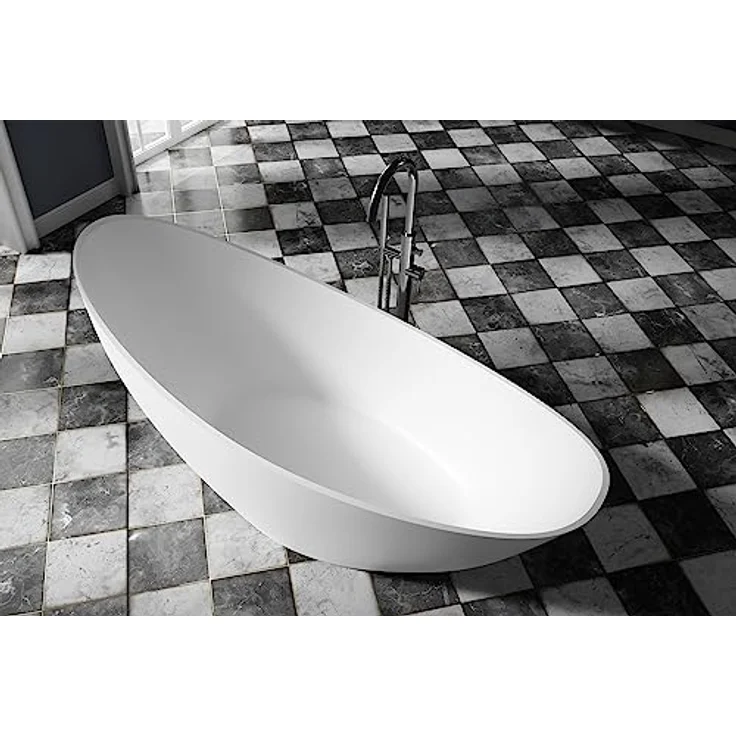 BERNSTEIN Freistehende Badewanne Vice 2.0 aus Acryl in Weiß matt, 183,5 x 78,5 x 76,9 cm - Doppelwandige Konstruktion, 283 Liter Fassungsvermögen - 5 Jahre Garantie – Bild 2