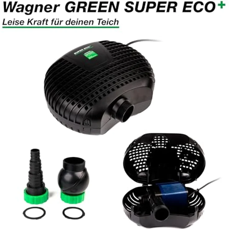 Wagner GREEN SUPER ECO+ 3500, Tauchpumpe mit 14 Watt, 3,5m³/h Förderleistung, 2,5m H max, für Teichfilter und Bachlauf – Bild 2