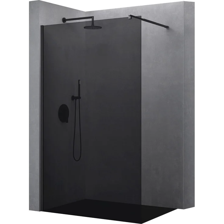 doporro Walk-in-Dusche Duschwand für Badezimmer schwarz Profil mit Nano Glas, 10mm ESG-Sicherheitsglas – Bild 1