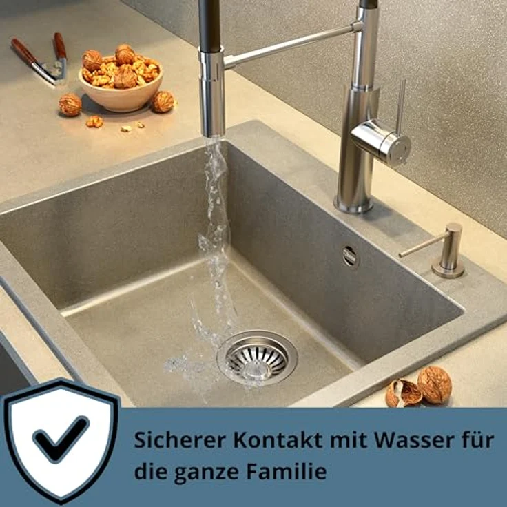 Quadron GEMMA Q LINE SteelQ, Küchenarmatur Mischbatterie 360°, Edelstahl mit QFix-Funktion, Höhe 50 cm, Keramikkopf, Weiß Finish – Bild 3