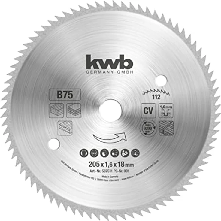 kwb Kreissägeblatt 205 x 18 mm, Made in Germany, sehr feine Schnitte, für Holzpaneele, Profilholz und Weichholz – Bild 1
