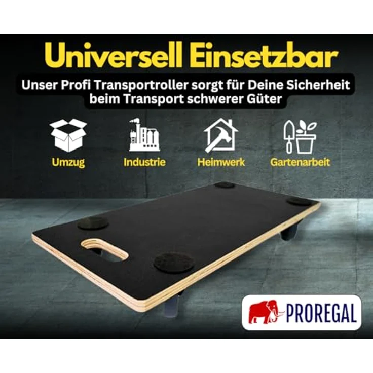 PROREGAL Mega Deal 8x Profi Transportroller, 4 Lenkrollen, Traglast 200 kg, Siebdruck Holzplatte, Schwarz, HxBxT 11,5 x 30 x 60 cm – Bild 2