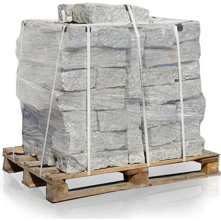 GALAMIO Granitmauerstein Granit Bord Rand Kante Palisade Stein Gehweg Straße Natur Steine Grau 40 x 20 x 10cm 1.000kg / 1 Palette Paligo – Bild 2