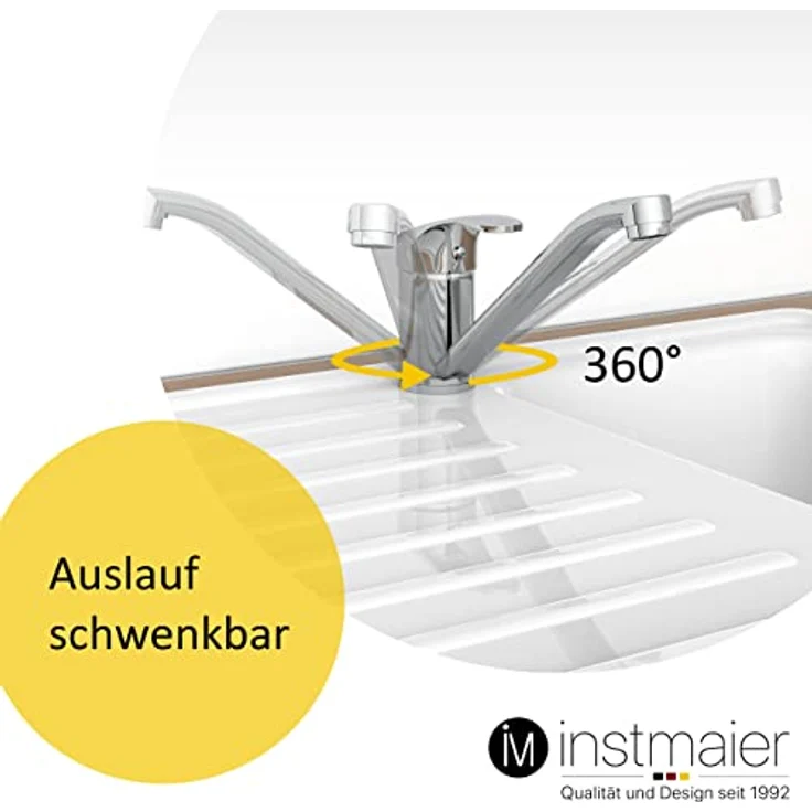 instmaier Spültischarmatur K1, 360° schwenkbarer Hochdruck-Wasserhahn mit Keramikkartusche und neoperl Mischdüse, Chrom – Bild 5