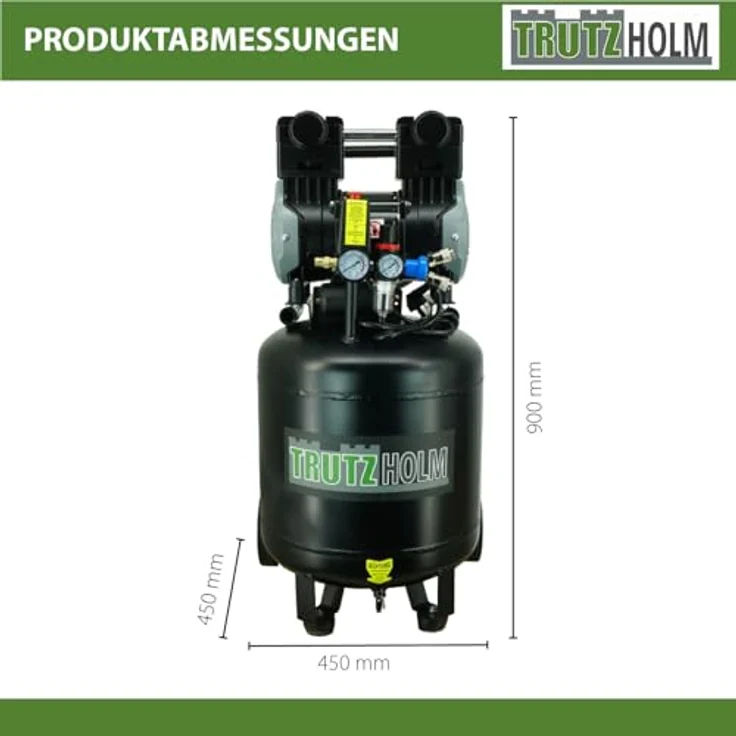 TrutzHolm Silent Flüsterkompressor 50L, 1500W, 62dB, 8 bar, vertikal, ölfrei, wartungsarm – Bild 2