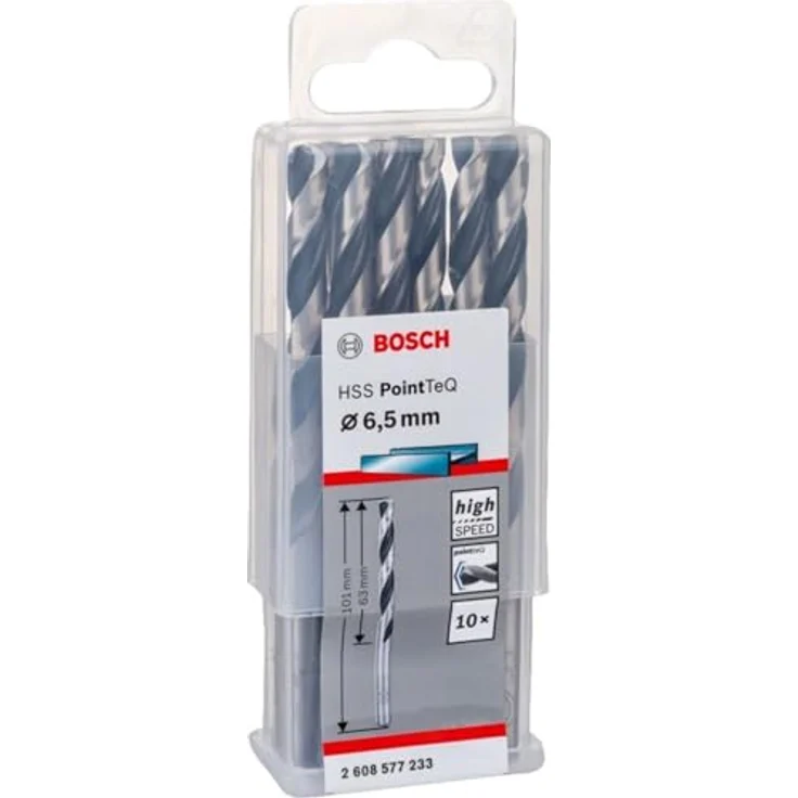 Bosch Metallspiralbohrer 2608577233 DIN 338 6,5 mm HSS PointTeQ (10), 1 W, 230 V, Gr – Bild 2