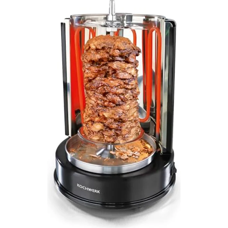 Rachs KOCHWERK Dönergrill für Zuhause | Vertikaler-Multigrill für Fleisch-, Fisch- & Veggie-Variationen | Rotisserie mit 360°-Rotation & großflächigem Heizelement | Mittelspieß & 6 Schaschlik-Spieße - Preisvergleich – Bild 1