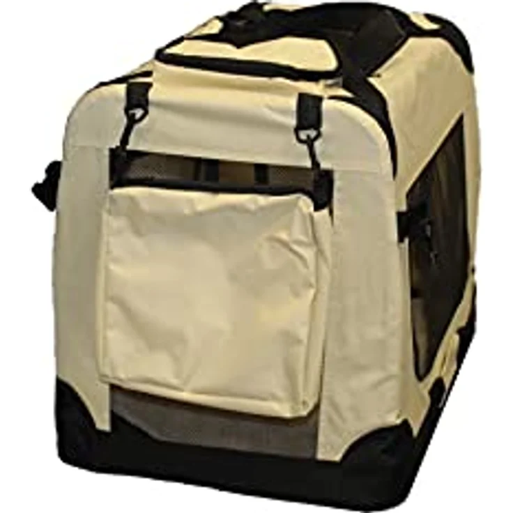 walexo Faltbare Hundebox Hundetransportbox Katzentransportbox Katzenbox (BEIGE, S) - Robuste Metallverstärkung und dicker Bezug aus Oxford Gewebe – Bild 4