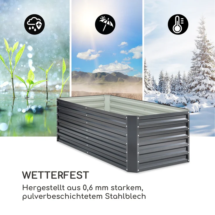 High Grow Straight Hochbeet 180 x 60 x 90 cm 970 l Stahl verzinkt Dunkelgrau - Preisvergleich – Bild 6