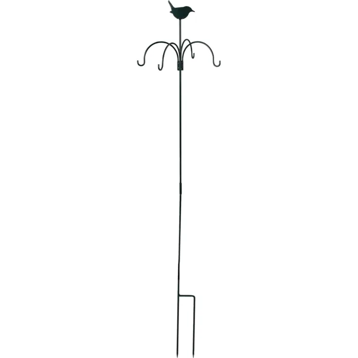 Esschert Design Vogelhaken, Futterhaken mit 4 Haken für Futterbälle, Futterkugeln, im Boden zu befestigen, ca. 149 cm hoch